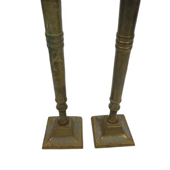 Vintage Brass Column Candle Holders 9.75" Candlesticks Set Of 2 India - Picture 12 of 12